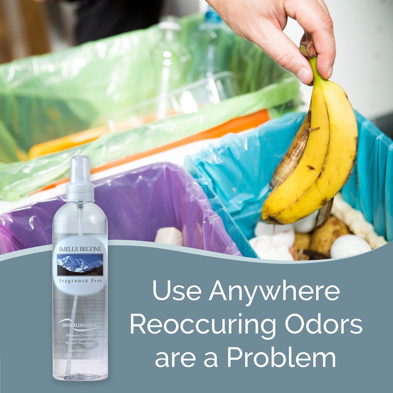 SMELLS BEGONE Air Freshener Spray - 12 oz, Pack of 2 - Odor Eliminator - Eliminates Odors from Smoke, Trash Cans, Cars, Pets & Boats - Fragrance Free - Image 2